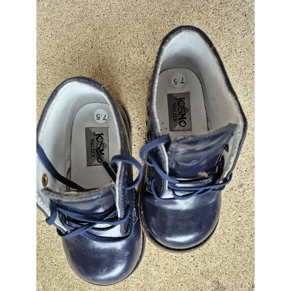 Josmo Walker Toddler Boys 7.5 Navy Leather Boots Size Dress Shoes